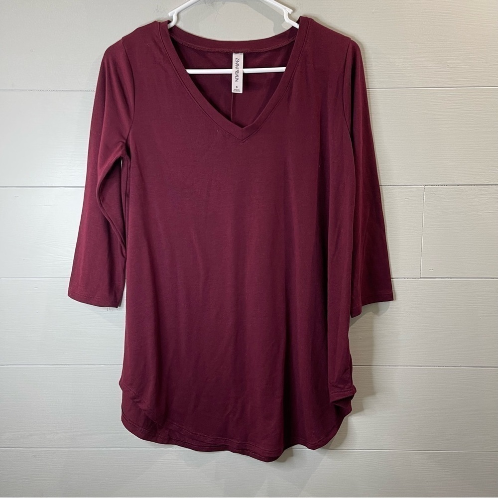 Zenana Premium | 3/4 Sleeve Burgundy Top Size Small